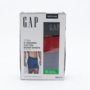 GAP Men 3-Pk Cotton Stretch Boxer Briefs Gray/Red/Navy Size M